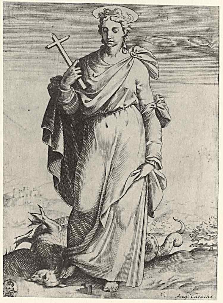 圣玛格丽特，来自“圣女”一集 St. Margaret, from the episode "Holy Women" (1576 - 1578)，阿戈斯蒂诺·卡拉奇