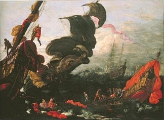 埃涅阿斯舰队的沉船 Naufragio Della Flotta Di Enea (c.1627)，阿戈斯蒂诺·塔西