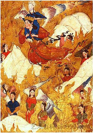 大天使加百列带着先知穆罕默德翻山越岭 Archangel Gabriel carries the Prophet Muhammad over the mountains，艾哈迈德·穆萨