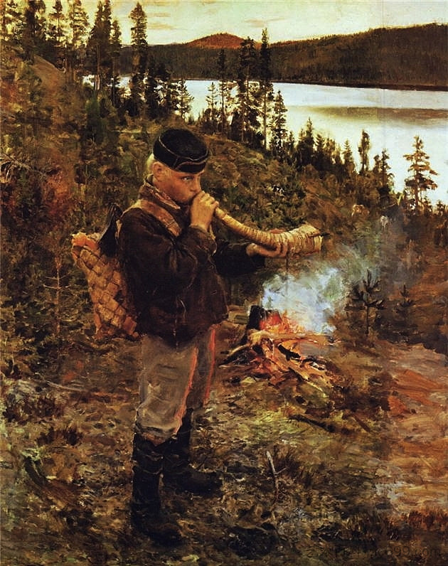 来自帕纳耶尔维的牧羊男孩 Shepherd Boy from Paanajärvi (1892),阿克塞利·加伦·卡勒拉