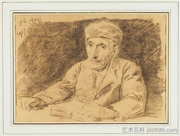 餐桌旁的老农（1907年4月22日） Old farmer at the table (22 April 1907) (1907)，阿尔布雷希特·安克尔