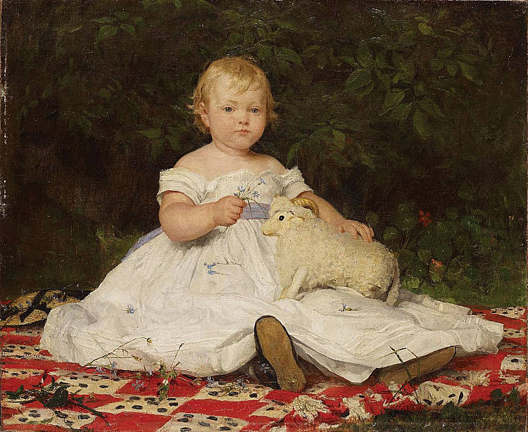 艾米莉·韦斯的肖像（带毛绒玩具） Portrait of Emilie Weiss (with soft toy) (1868)，阿尔布雷希特·安克尔