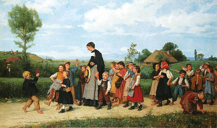 学校散步 The school walk (1872)，阿尔布雷希特·安克尔