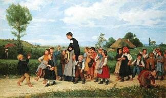 学校散步 The school walk (1872)，阿尔布雷希特·安克尔