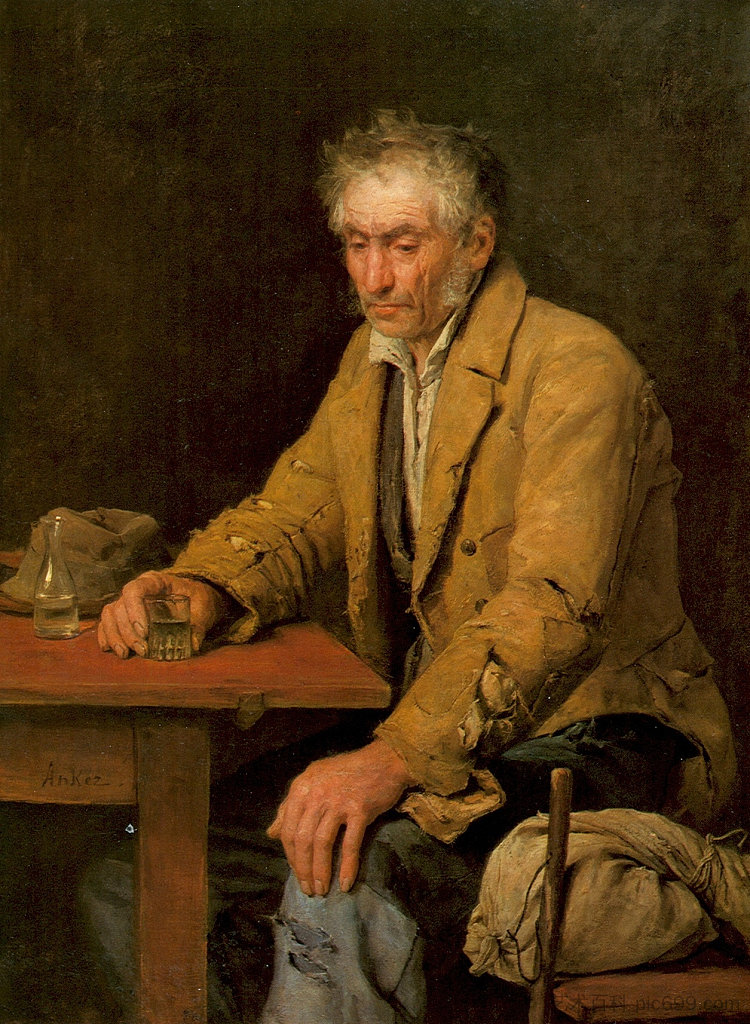 饮酒者 The drinker (1868)，阿尔布雷希特·安克尔
