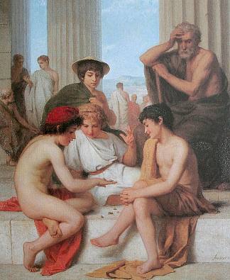 指关节球员 The knuckle players (1864)，阿尔布雷希特·安克尔