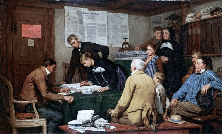 民事婚礼 The civil wedding (1887)，阿尔布雷希特·安克尔