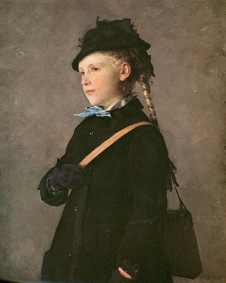 一个女孩的时髦照片(玛丽·安克尔) Hip picture of a girl (Marie Anker) (1881),阿尔布雷希特·安克尔