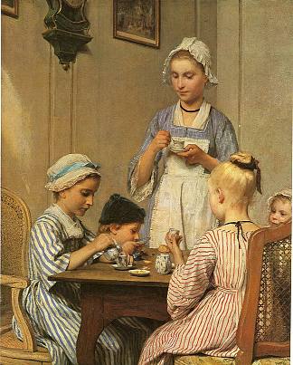 儿童早餐 Children’s breakfast (1879)，阿尔布雷希特·安克尔