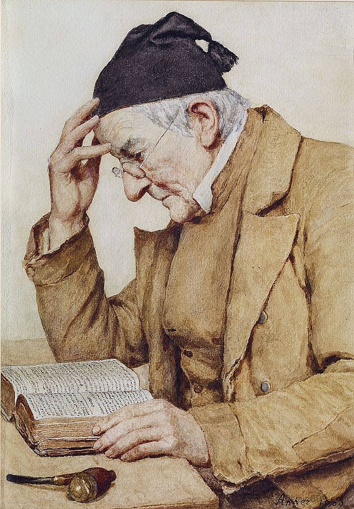 读书人 Reading man (1909)，阿尔布雷希特·安克尔