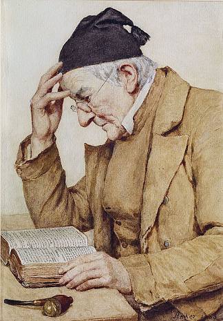 读书人 Reading man (1909)，阿尔布雷希特·安克尔