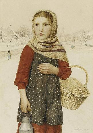 女孩在冬天的风景 Girl in winter landscape (1906)，阿尔布雷希特·安克尔