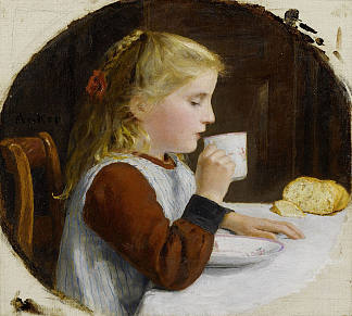 喝咖啡的女孩 Girl drinking coffee (1910)，阿尔布雷希特·安克尔