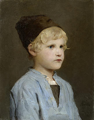一个带帽子的男孩的肖像 Portrait of a boy with cap，阿尔布雷希特·安克尔