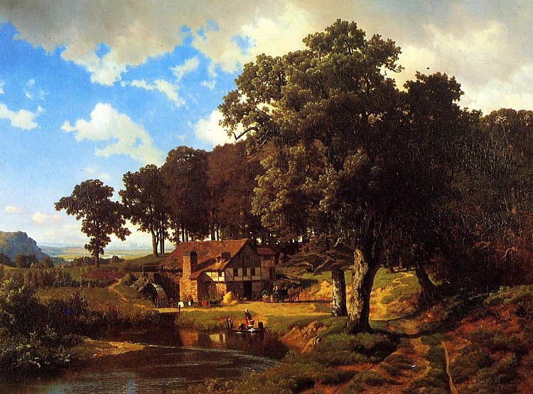 质朴的磨坊 A Rustic Mill (c.1855),阿尔伯特·比尔施塔特
