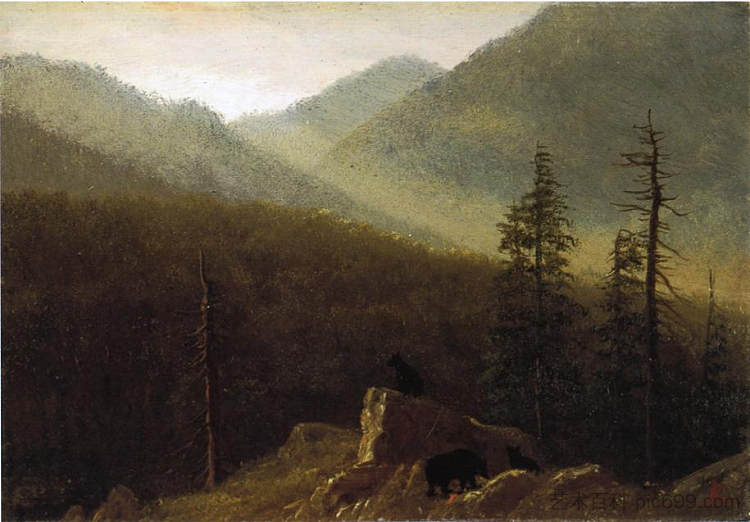 荒野中的熊 Bears in the Wilderness (c.1870),阿尔伯特·比尔施塔特