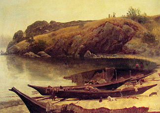 独木舟 Canoes (1888)，阿尔伯特·比尔施塔特