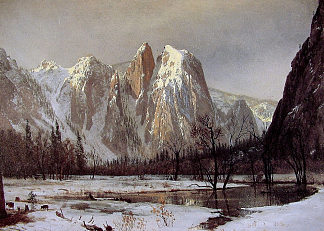 大教堂岩，优胜美地谷，加利福尼亚州 Cathedral Rock, Yosemite Valley, California (1872)，阿尔伯特·比尔施塔特