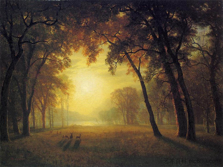 空地上的鹿 Deer in a Clearing,阿尔伯特·比尔施塔特