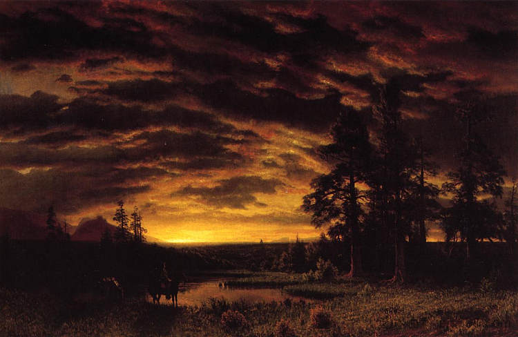 草原上的夜晚 Evening on the Prarie (c.1870)，阿尔伯特·比尔施塔特