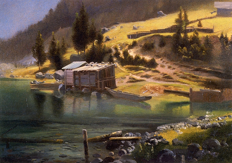 钓鱼和狩猎营地,洛灵,阿拉斯加 Fishing and Hunting Camp, Loring, Alaska (1889),阿尔伯特·比尔施塔特