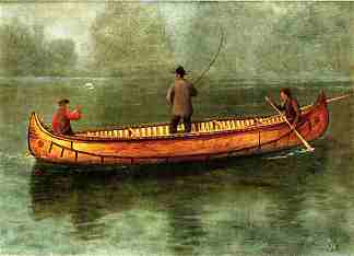 从独木舟上钓鱼 Fishing from a Canoe (1859)，阿尔伯特·比尔施塔特