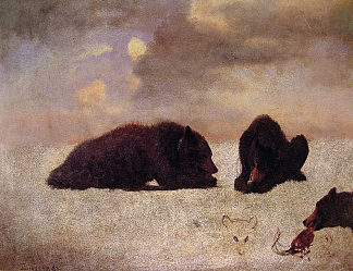 灰熊 Grizzly Bears (c.1859)，阿尔伯特·比尔施塔特