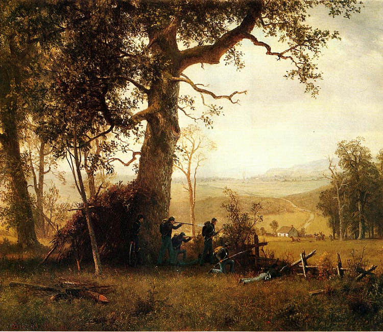 游击战。弗吉尼亚州的纠察任务 Guerrilla Warfare. Picket Duty in Virginia (1862),阿尔伯特·比尔施塔特