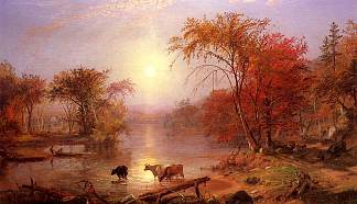 印度夏季哈德逊河 Indian Summer Hudson River (1861)，阿尔伯特·比尔施塔特