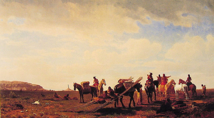 在拉勒米堡附近旅行的印度人 Indians Travelling Near Fort Laramie (1861)，阿尔伯特·比尔施塔特