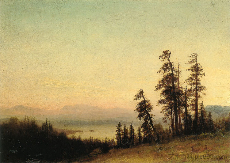 鹿的风景 Landscape With Deer (1876),阿尔伯特·比尔施塔特
