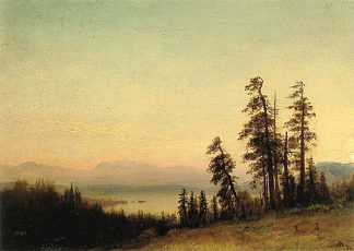 鹿的风景 Landscape With Deer (1876)，阿尔伯特·比尔施塔特