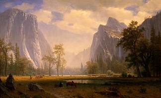 仰望优胜美地山谷 Looking Up The Yosemite Valley (1865)，阿尔伯特·比尔施塔特