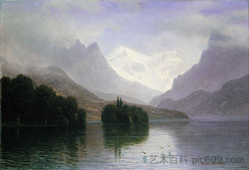 山景 Mountain Scene (1880)，阿尔伯特·比尔施塔特