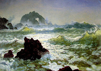 海豹岩， 加利福尼亚州 Seal Rock, California (c.1872)，阿尔伯特·比尔施塔特