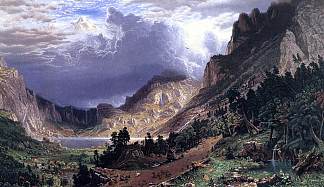 落基山脉的风暴，罗莎莉山 Storm in the Rocky Mountains, Mt. Rosalie (1869)，阿尔伯特·比尔施塔特