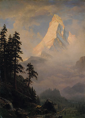 马特宏峰上的日出 Sunrise on the Matterhorn (1875)，阿尔伯特·比尔施塔特