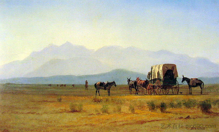 落基山脉的测量员马车 Surveyors Wagon in the Rockies (c.1859)，阿尔伯特·比尔施塔特