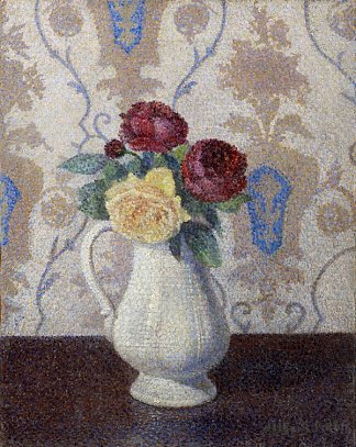 花瓶里的玫瑰花束 Bouquet of Roses in a Vase (c.1885)，艾伯特杜布瓦皮雷