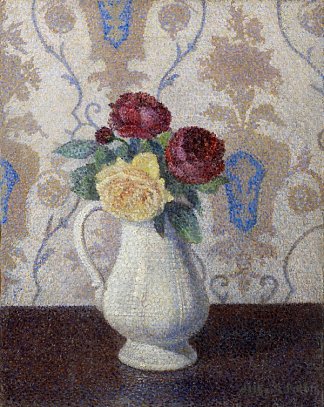 花瓶里的玫瑰花束 Bouquet of Roses in a Vase (c.1885)，艾伯特杜布瓦皮雷