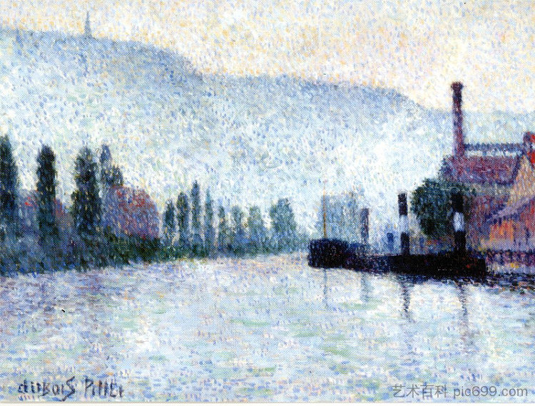 鲁昂、塞纳河和坎特莱乌的山丘 Rouen, La Seine et les Collines à Canteleu (1887)，艾伯特杜布瓦皮雷