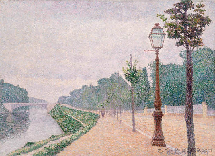 纳伊的塞纳河畔 The Banks of the Seine at Neuilly (1886)，艾伯特杜布瓦皮雷