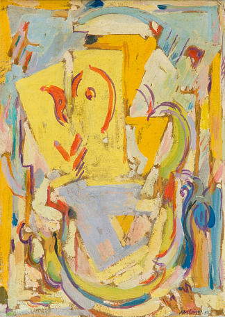 蔓藤花纹画笔或立体主义构图 Arabesque brush or Cubist Composition (1952)，阿尔伯特·格瑞兹