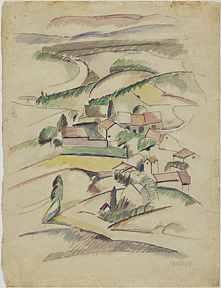 山谷中的房屋 Houses in a Valley (1910)，阿尔伯特·格瑞兹