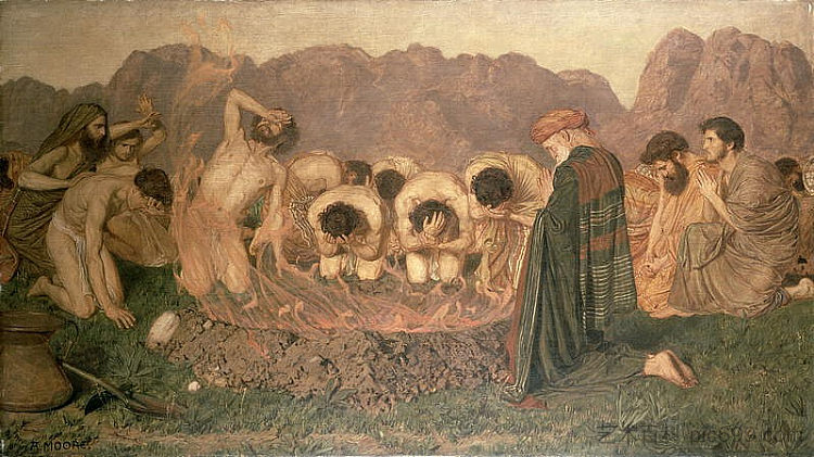 以利亚的牺牲 Elijah's Sacrifice (1863; United Kingdom ),阿尔伯特·约瑟夫·摩尔