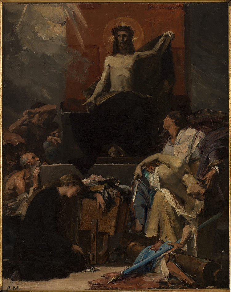 基督救世主，基督呼召受苦的人归向自己（素描） Christ the Redeemer, Christ calls the afflicted to himself (Sketch) (c.1877)，阿尔伯特·迈尼昂