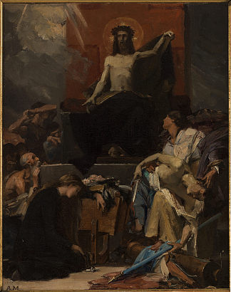 基督救世主，基督呼召受苦的人归向自己（素描） Christ the Redeemer, Christ calls the afflicted to himself (Sketch) (c.1877)，阿尔伯特·迈尼昂