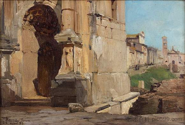 塞普蒂米乌斯·塞维鲁的罗马广场和凯旋门 The Roman Forum and the Arch of Triumph by Septimius Severus (1883)，阿尔伯特·迈尼昂