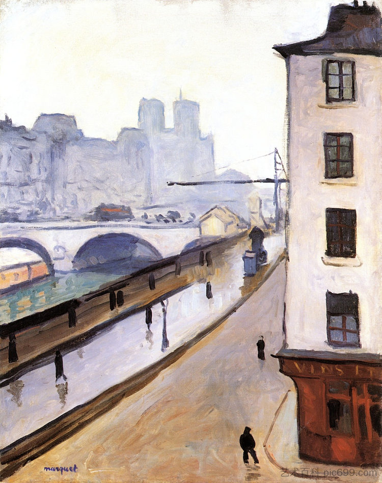 圣米歇尔桥和巴黎圣母院 The Pont Saint-Michel and Notre Dame (1905)，阿尔贝·马尔凯