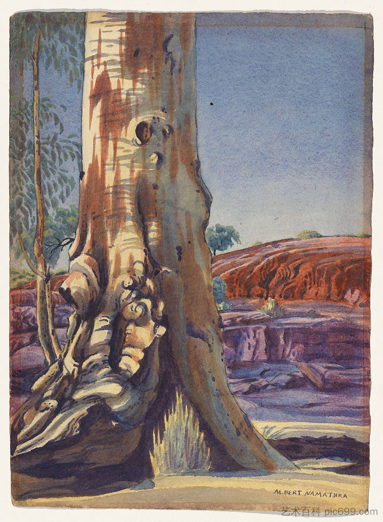 胶树和沙丘 Gum Tree and Sandhill (c.1938)，阿尔伯特·纳马吉拉